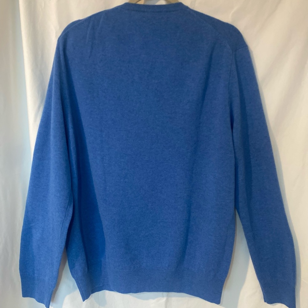 Polo Ralph Lauren Men's Blue V-Neck Sweater 100% Merino Wool SZ Large - Picture 6 of 6